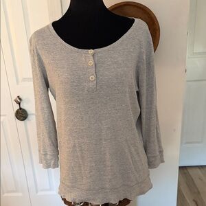 J. Crew Light Gray 3/4 Sleeve Henley Top
